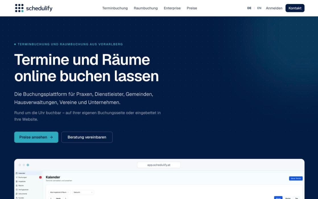 schedulify: Eigenes Produkt: Online-Terminbuchung